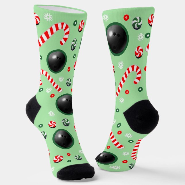 Bowling Christmas Holiday Gifts Socks (Angled)