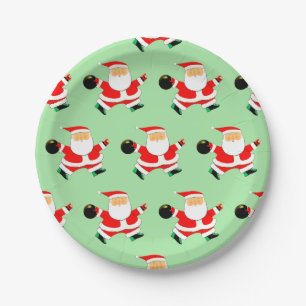 Bowling Christmas Holiday Party Paper Plates