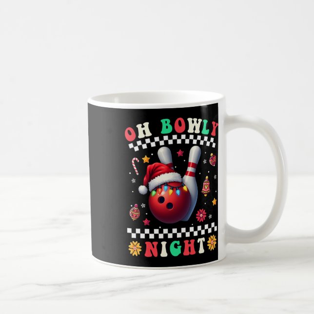 Bowling Christmas Oh Bowly Night Santa Hat Christm Coffee Mug (Right)