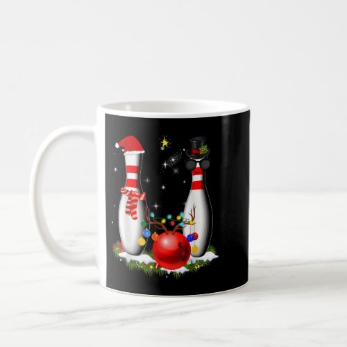 Bowling Christmas Santa Hat Xmas Lights Bowling  Coffee Mug
