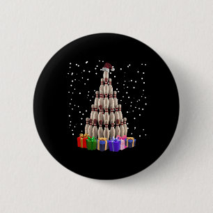 Bowling Christmas Tree Funny Xmas Matching Family Button