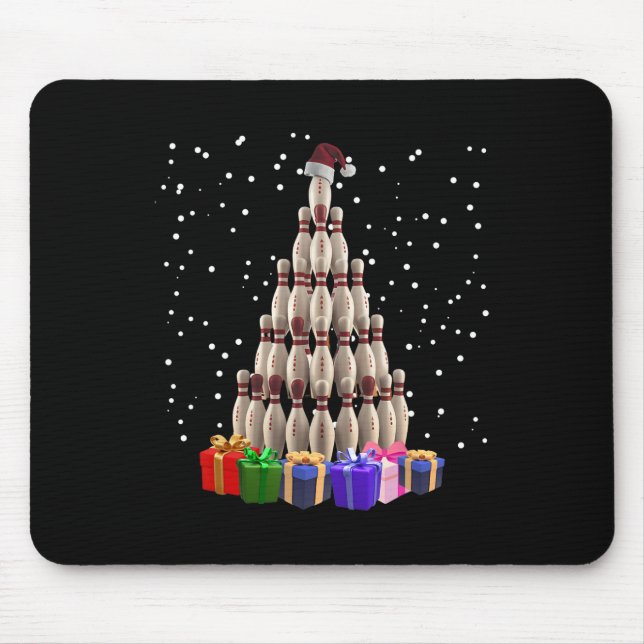 Bowling Christmas Tree Funny Xmas Matching Family  Mouse Pad (Front)