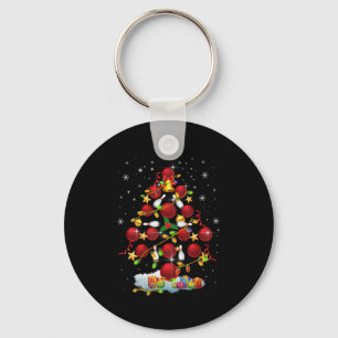 Bowling Christmas Tree Lights Xmas Fun Gifts Keychain
