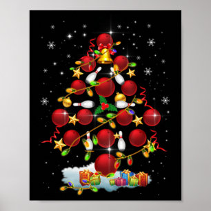 Bowling Christmas Tree Lights Xmas Fun Gifts Poster