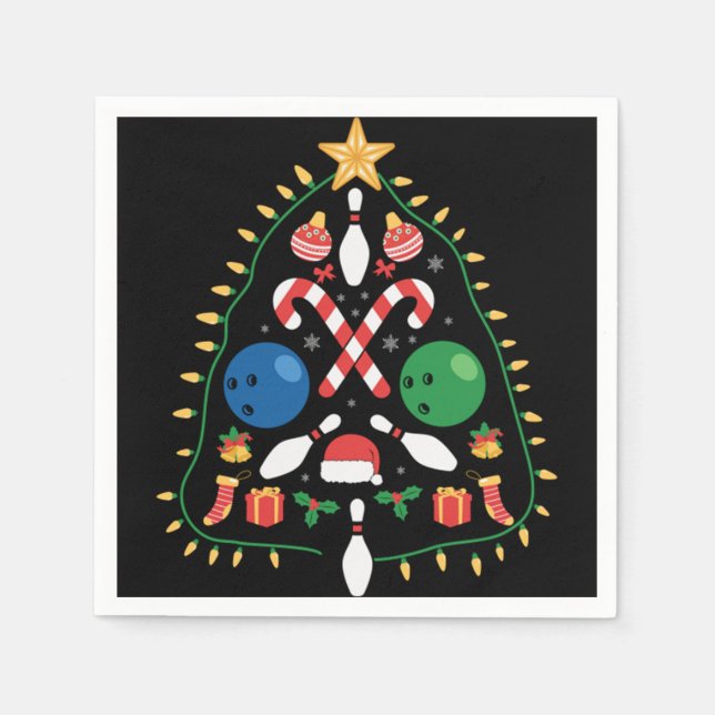 Bowling christmas tree   napkins (Front)