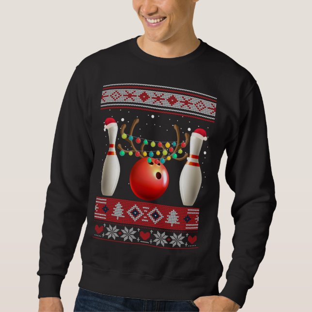 Bowling Christmas Ugly Christmas Sweatshirt (Front)