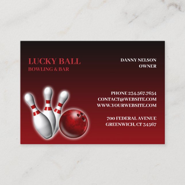 Bowling Chubby Business Card Template (Front)