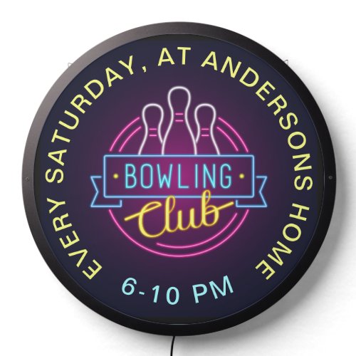 Bowling Club Neon Style Signs Custom Text