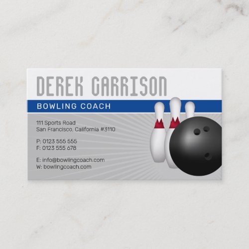 Bowling Coach  Perfect Sport Offer Deep Blue Business Card