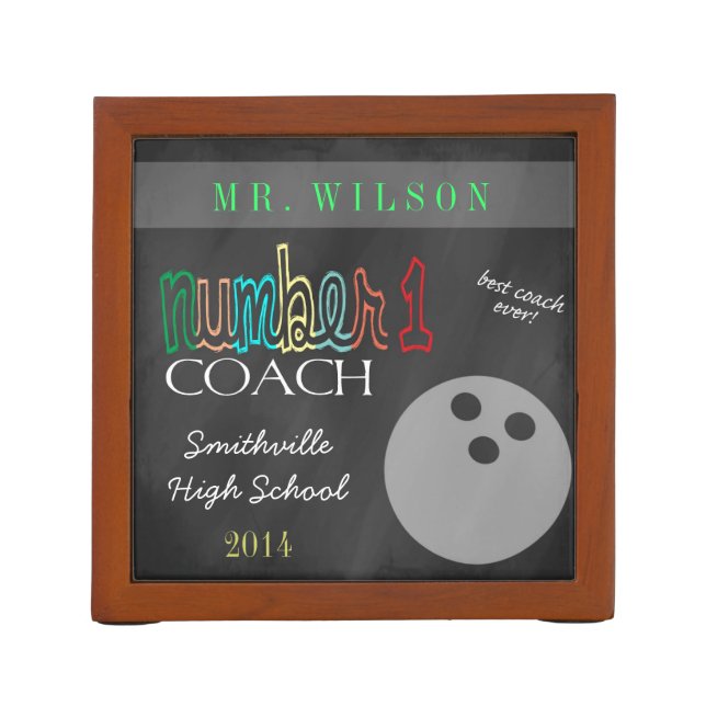 Bowling Coach Personalized Desk Organizer (Back)