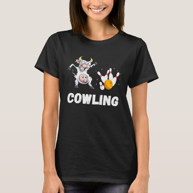 Bowling Cow Funny Bowling Bowler Strike Bowling Te T-Shirt (Front)