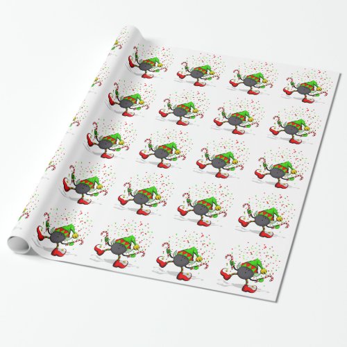 Bowling Dancing Christmas Elf Wrapping Paper