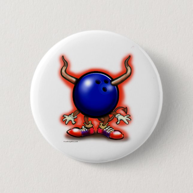 Bowling Demon Pinback Button (Front)