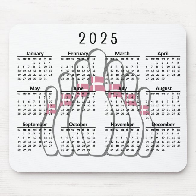 Bowling Design 2025 Calendar Mouse Pad