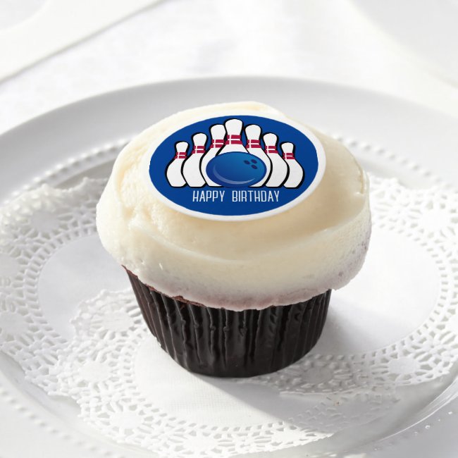 Bowling Design Edible Frosting Round