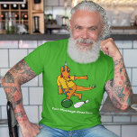 Bowling Dinosaur Cartoon Personalized Bowlers T-Shirt<br><div class="desc">Add your own slogan the name of your bowling league or a name to create your own custom graphic tee. This t-shirt features a cute cartoon illustration of a dinosaur in a bowling shirt and is ready to be customized with your own text in white lettering.</div>