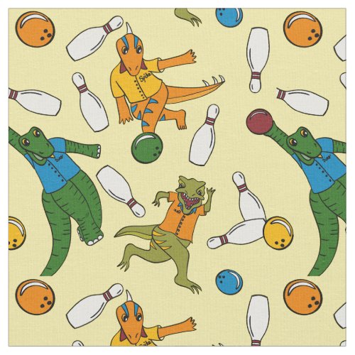 Bowling Dinosaurs Cartoons Patterned Bowlers Fabric