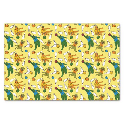 Bowling Dinosaurs Cartoons Patterned Bowlers Tissue Paper