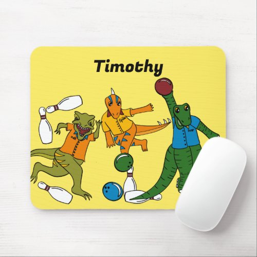 Bowling Dinosaurs Cartoons Personalized Bowlers Mouse Pad