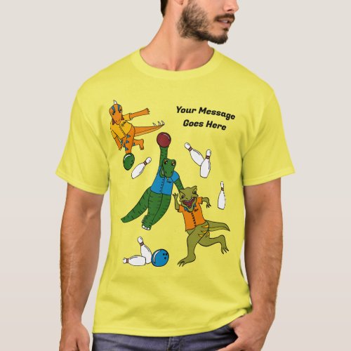 Bowling Dinosaurs Cartoons Personalized Bowlers T_Shirt