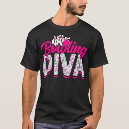 Bowling Diva  Funny Womens Bowling Lover Bowler  T_Shirt