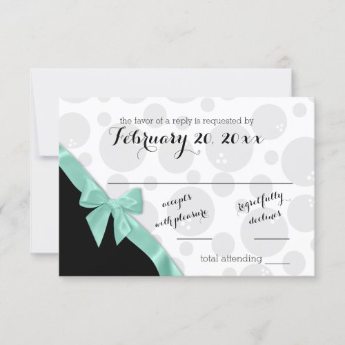 Bowling Dots and Mint Green Bow Response Card