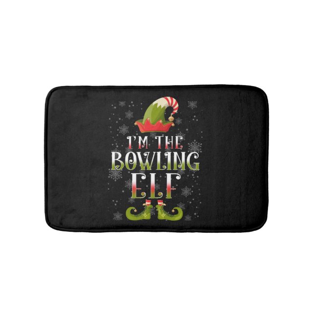 Bowling Elf Christmas Bath Mat (Front)