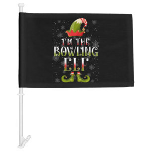Bowling Elf Christmas Car Flag