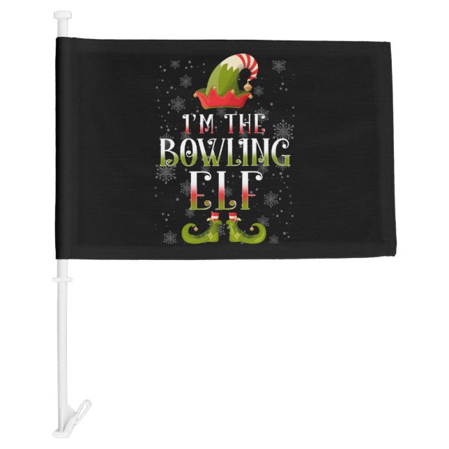 Bowling Elf Christmas Car Flag (Front)