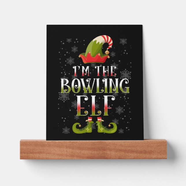 Bowling Elf Christmas Picture Ledge (Front)