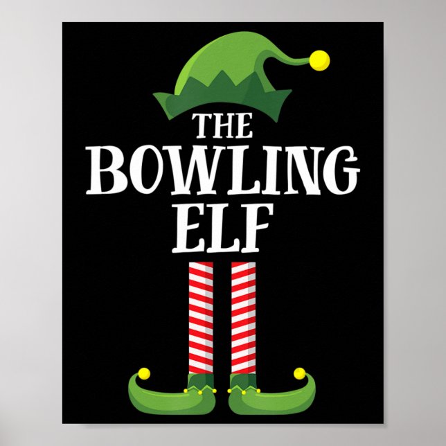 Bowling Elf Matching Family Group Christmas Party  Poster (Front)