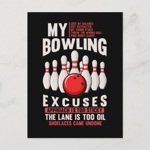Bowling Excuses Funny Bowler Humor Postcard