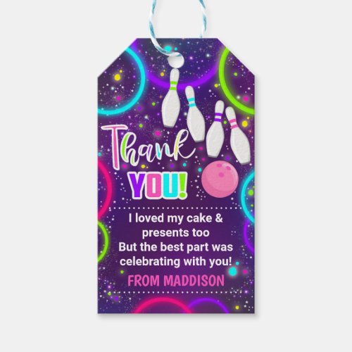 Bowling Favor Tags Ten Pin Bowling Thank you Tag