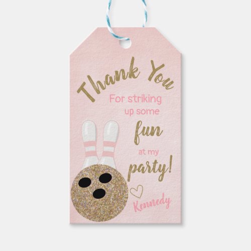 Bowling favor thank you tags Strike bowl Gift Tags