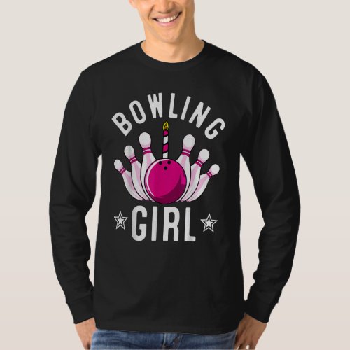 Bowling For Kids Cool Bowler Girls Birthday Party T_Shirt