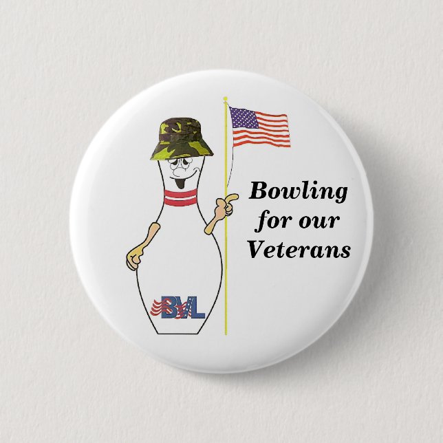 Bowling for our Veterans Pinback Button (Front)