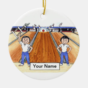 Bowling Friends - Female & Female Ceramic Ornament