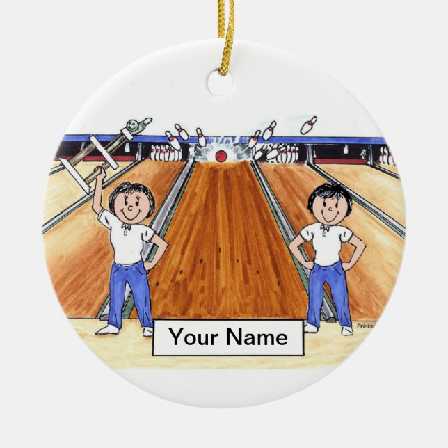 Bowling Friends - Female & Female Ceramic Ornament (Front)