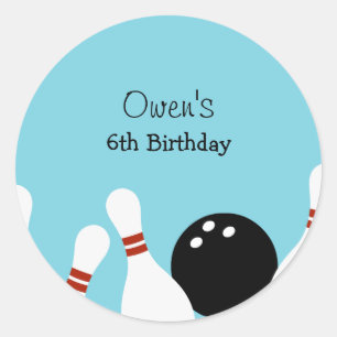 Bowling Fun Favor Stickers (Turquoise)
