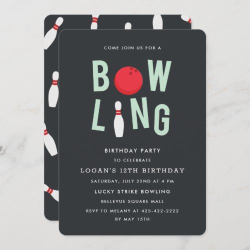 Bowling Fun Kids birthday party Invitation