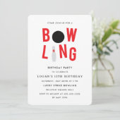 Bowling Fun Kid's birthday party Invitation_white Invitation (Standing Front)