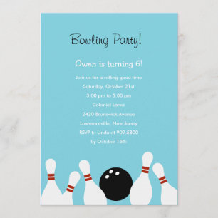 Bowling Fun Party Invitation (Turquoise)