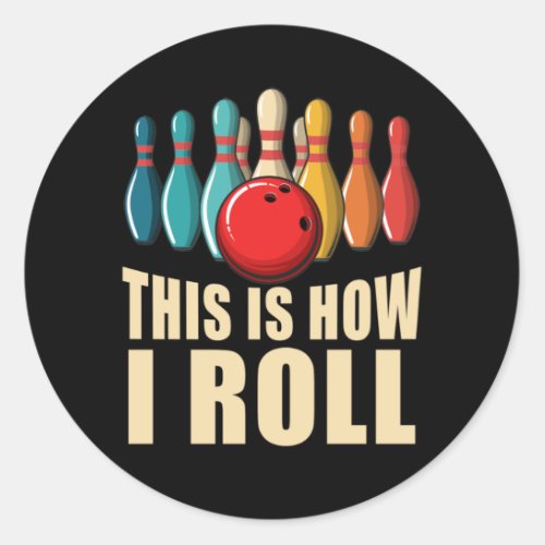 Bowling Fun Strike Lover Retro Classic Round Sticker