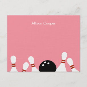 Bowling Fun Thank You Card (Pink)