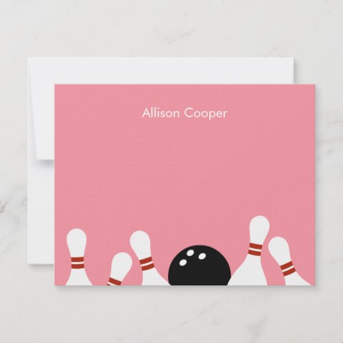 Bowling Fun Thank You Card (Pink)
