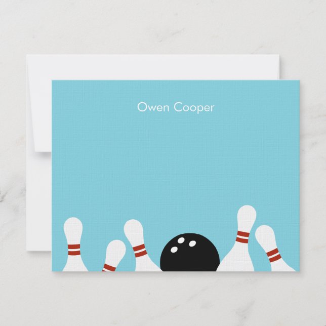 Bowling Fun Thank You Card (Turquoise) (Front)