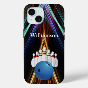 Bowling game - Ball and Pins personalize with name iPhone 15 Case