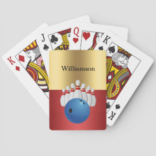Bowling game - Ball and Pins personalize with name Poker Cards