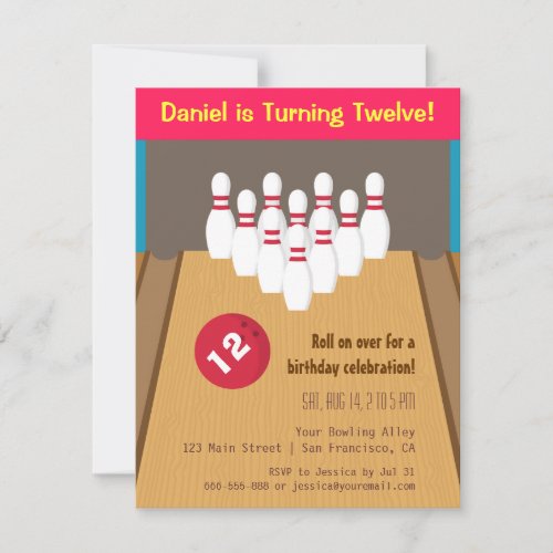 Bowling Game Birthday Party Invitations