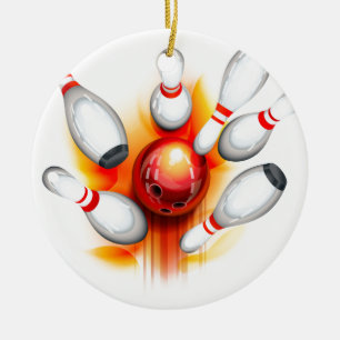 Bowling game (top view) ceramic ornament